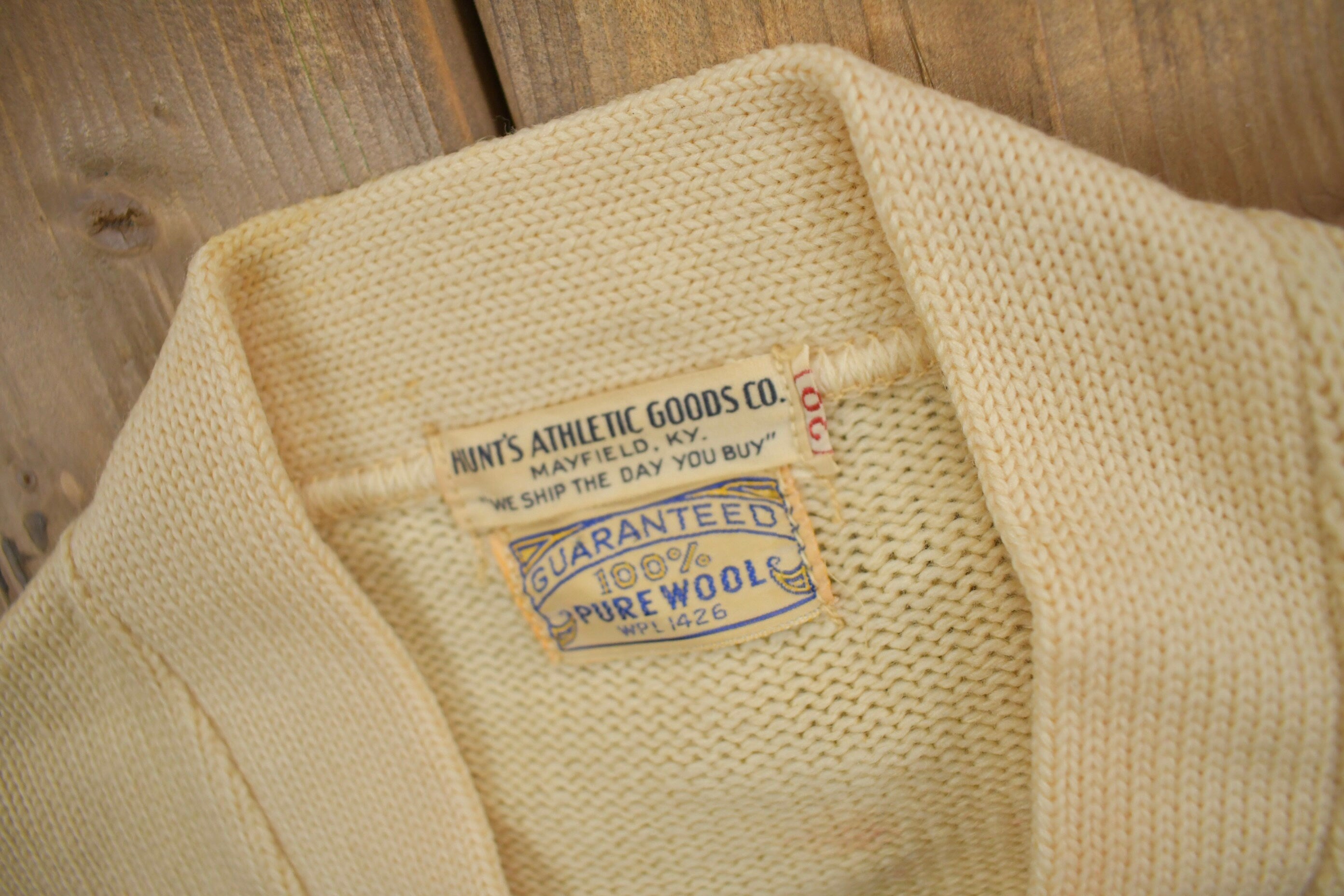 Vintage 1950s 100% Wool Collegiate Varsity Style Knit Sweater "MCH" True Vintage