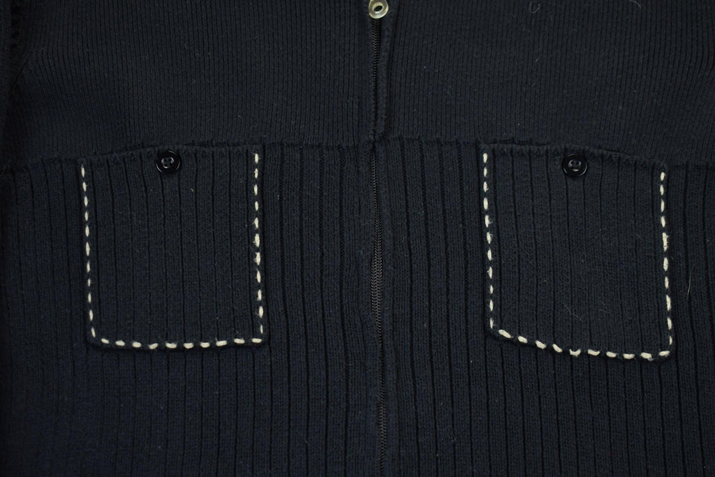 Vintage 1990s Black CYC Knit Cardigan Sweater