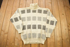Vintage 1990s Illimani 100% Alpaca Wool Patchwork Knitted Turtleneck Sweater