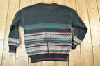 Vintage 1990s Crosswoods Knit Abstract Pattern Crewneck Sweater Mens L