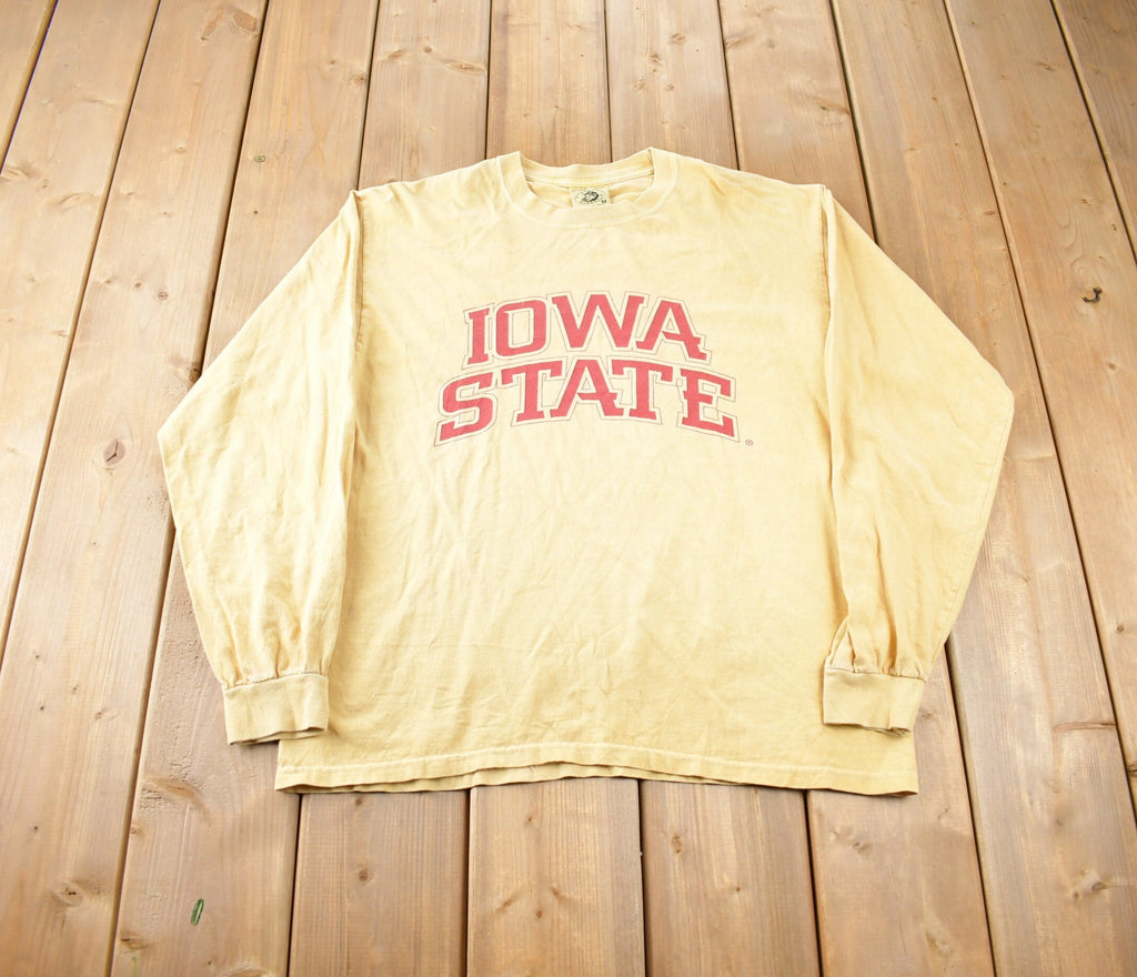 Vintage 1990s Iowa State Univsersity Collegiate Long T-Shirt Made In USA Size M