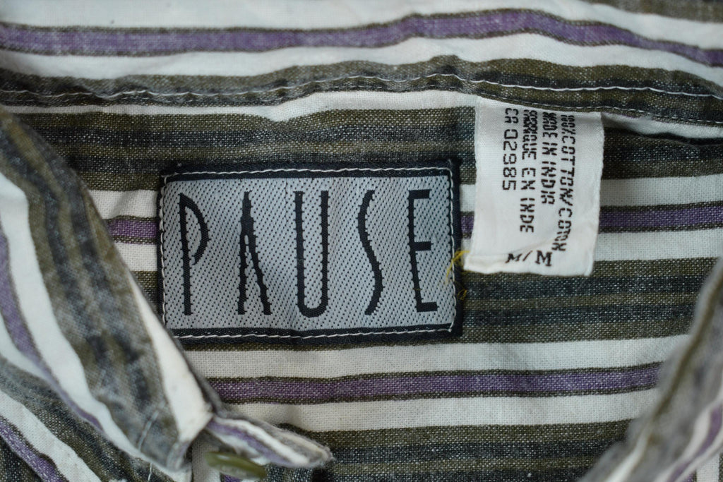 Vintage 1990s striped Pause Button Up Shirt