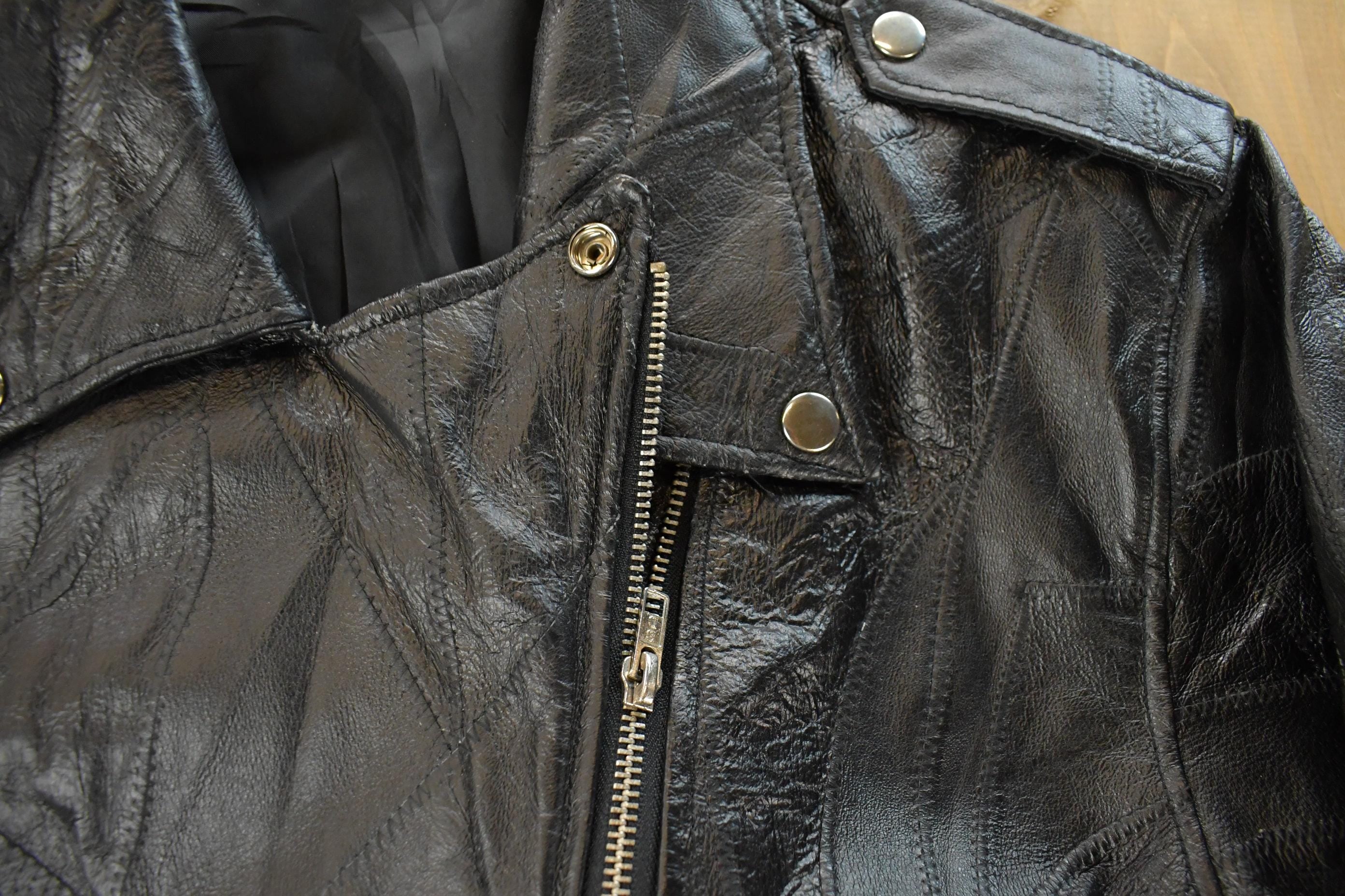 Vintage 1990s USA Biker Motorcycle Leather Jacket Men's Large