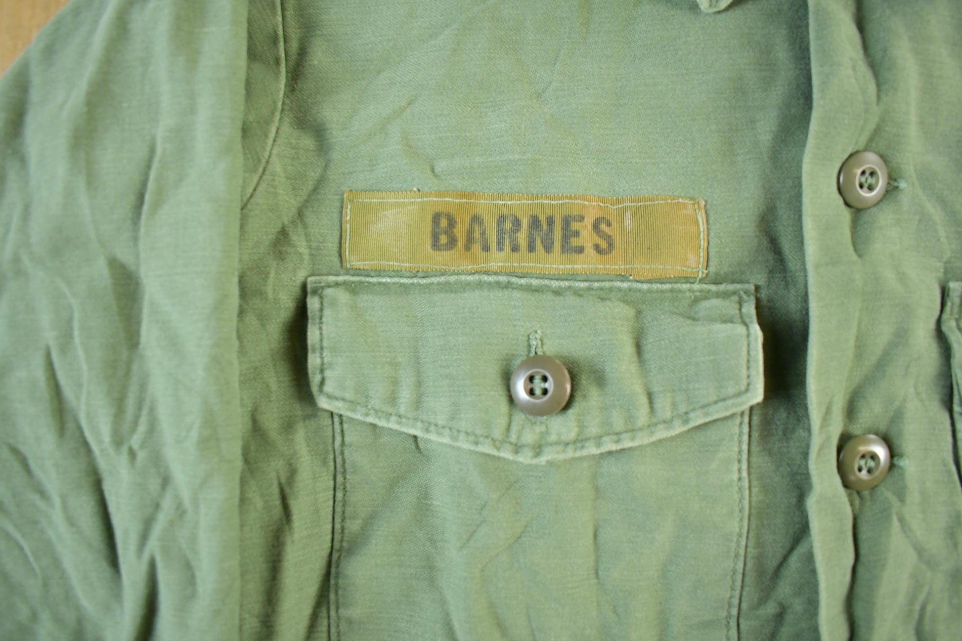 Vintage 1970s 1980s Army OG-107 Military Sateen Shirt Men's Medium  Field Combat Shirt  Militaria