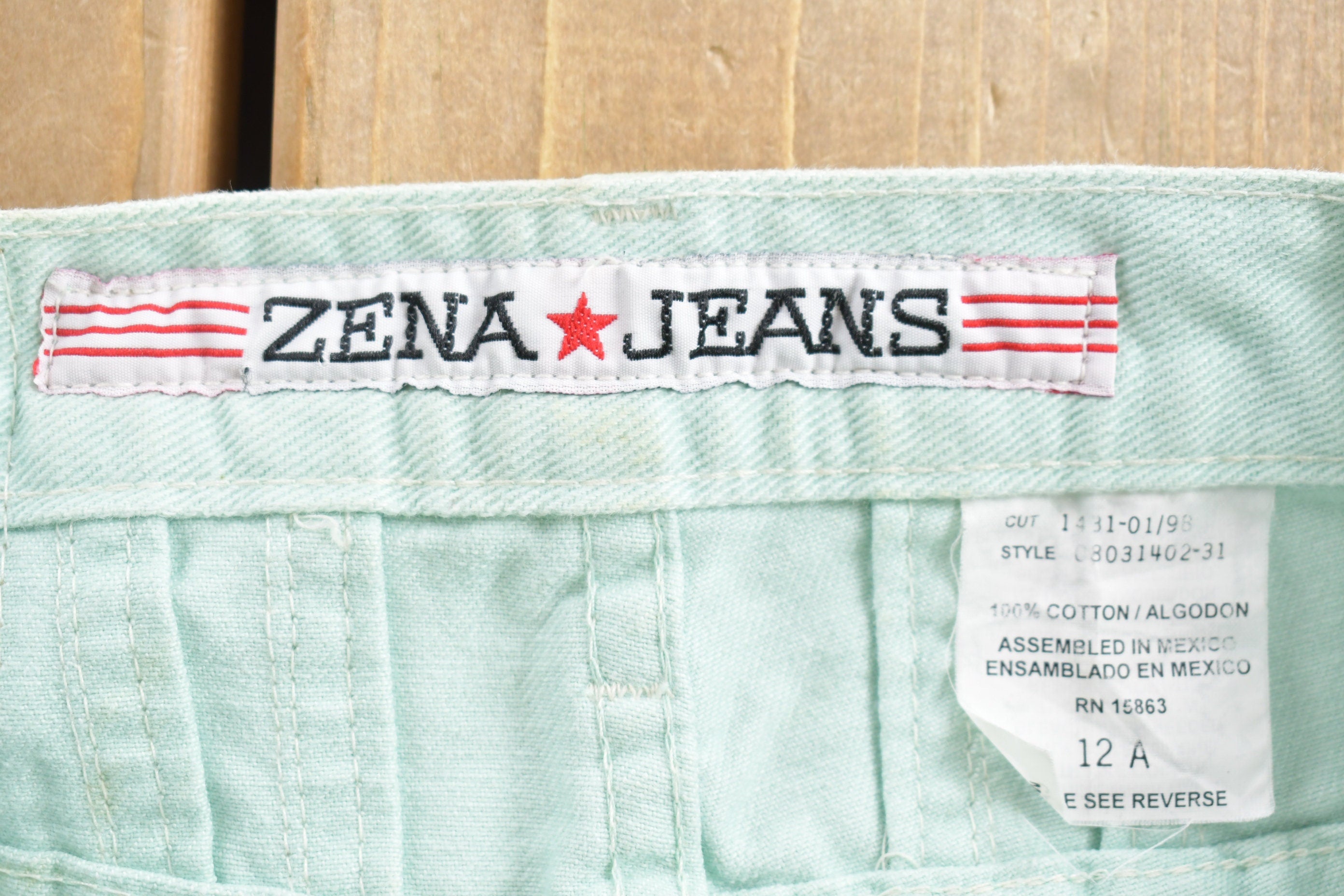 Vintage 1990's Zena Light Turquoise Jeans Size 28 x 30