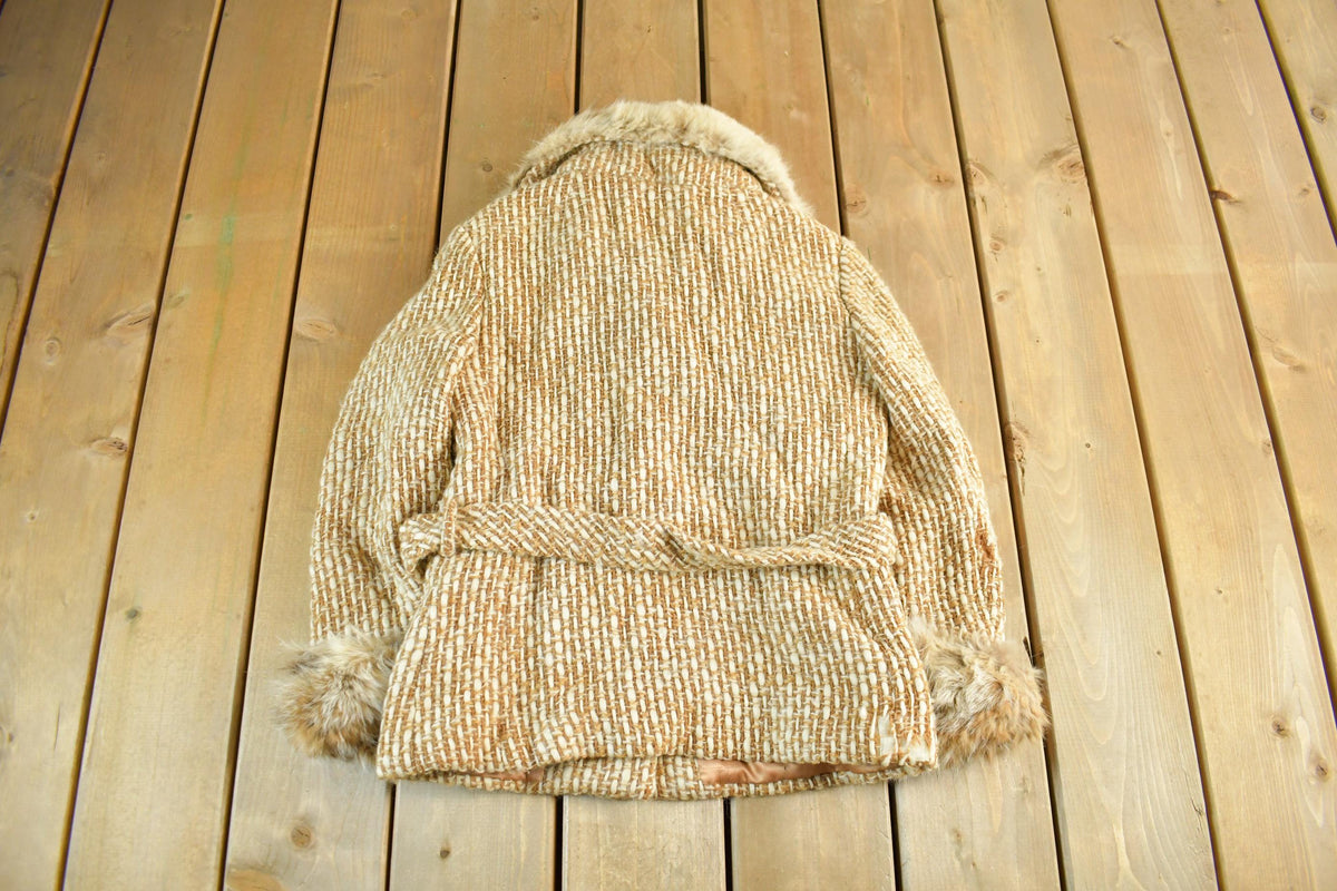 Vintage 1960s Lord Taylor Mink Tweed Fur Peacoat Women's S-M