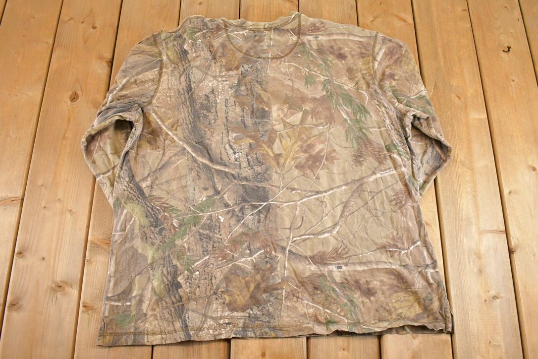 Vintage 1990s Gander Realtree Camo Quarter Button Crew Neck Shirt Mens XL