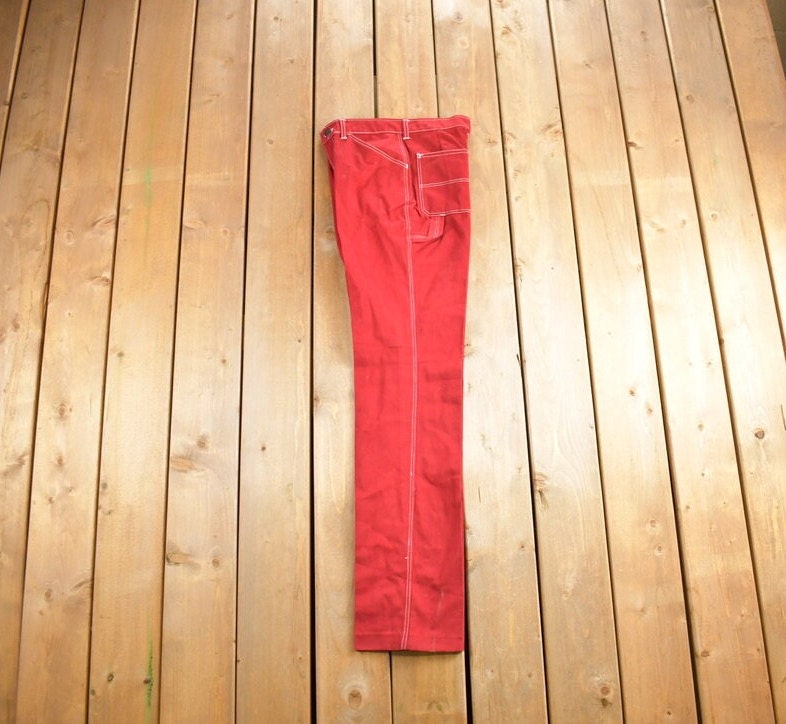 Vintage 1980s Chemin De Fer Red Pants Size 26x32