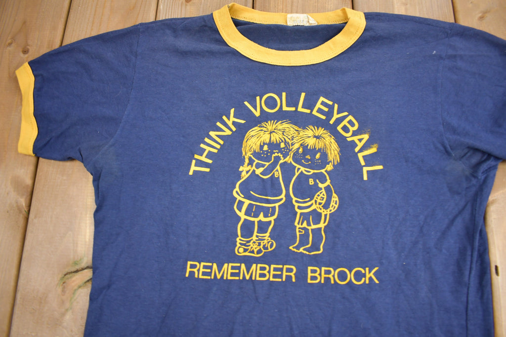 Vintage 1980s Think Volleyball Remember Brock Graphic T Shirt