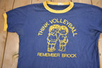 Vintage 1980s Think Volleyball Remember Brock Graphic T Shirt
