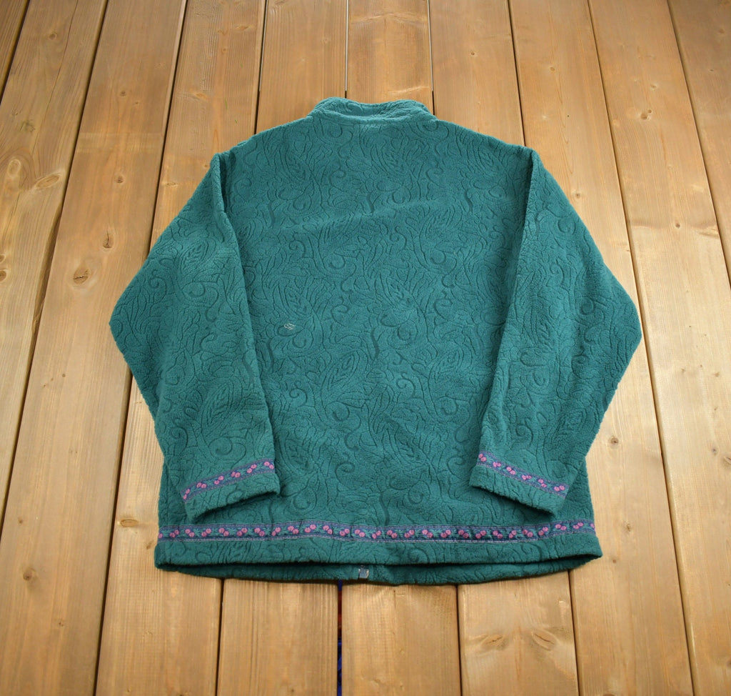 Vintage 1990s Northern Reflections Abstract Pattern Fleece Sweater Made In Canada