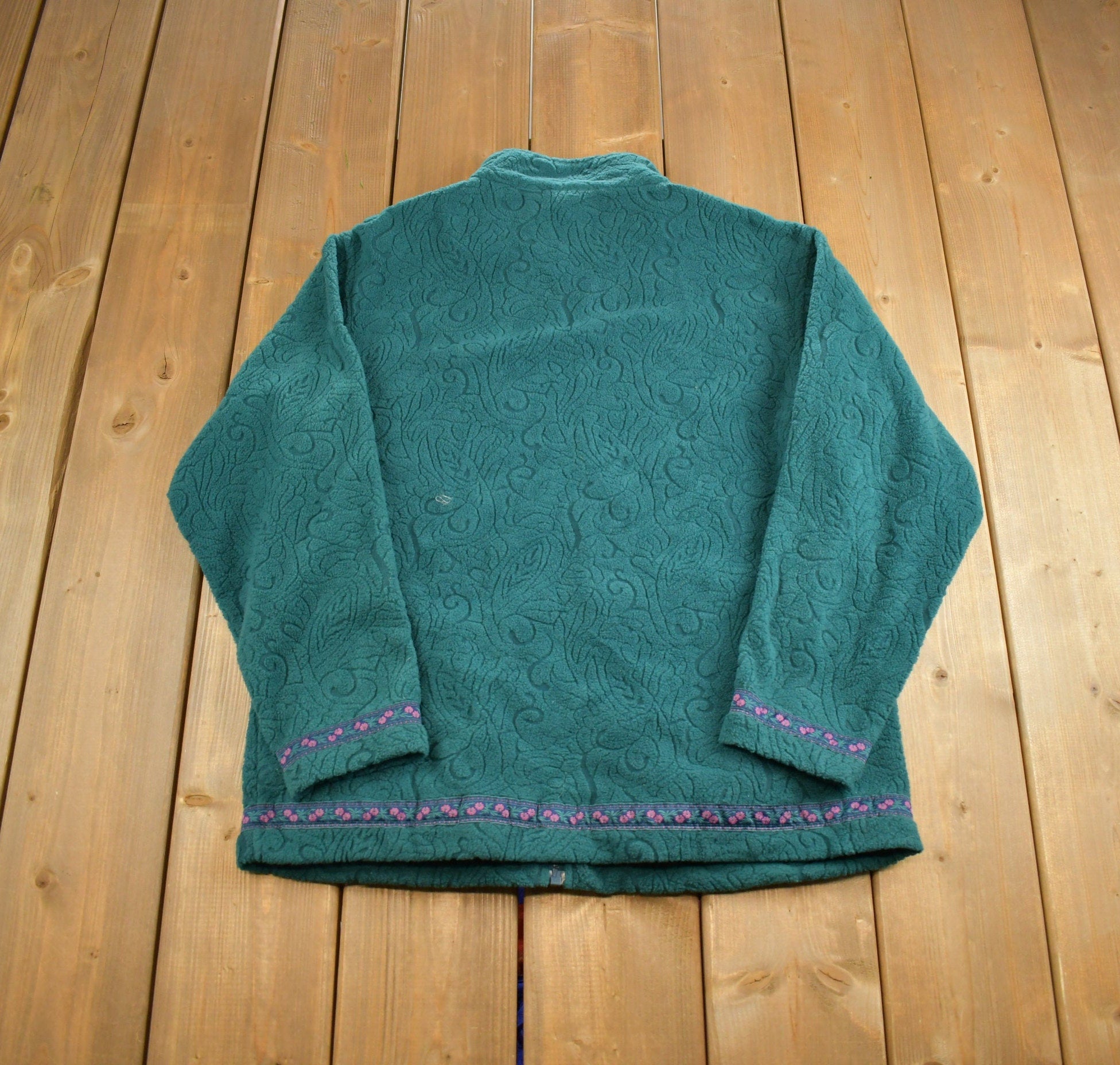Vintage 1990s Northern Reflections Abstract Pattern Fleece Sweater Made In Canada