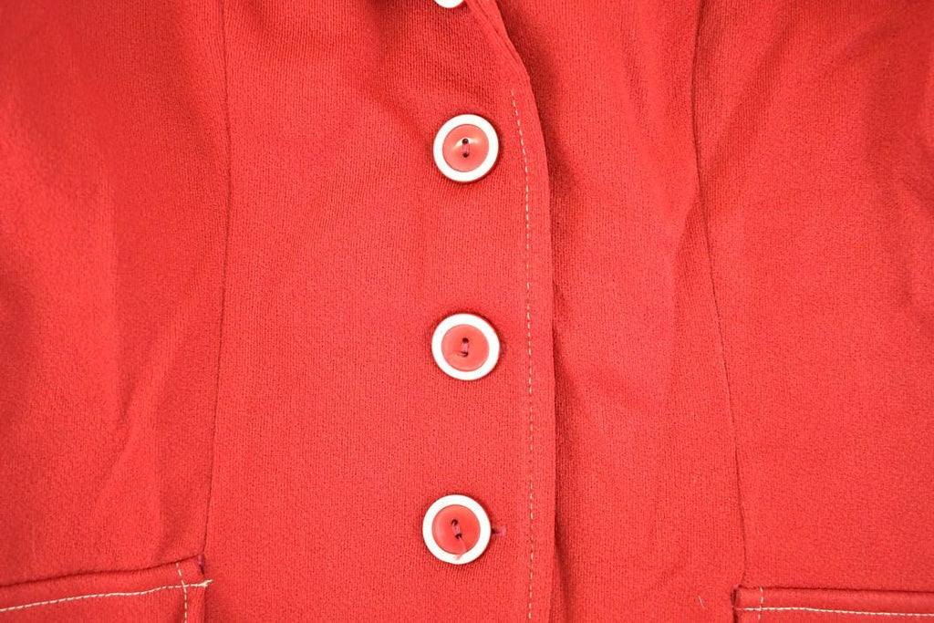 Vintage 1960s Fancy Red Cardigan Shirt Women's S
