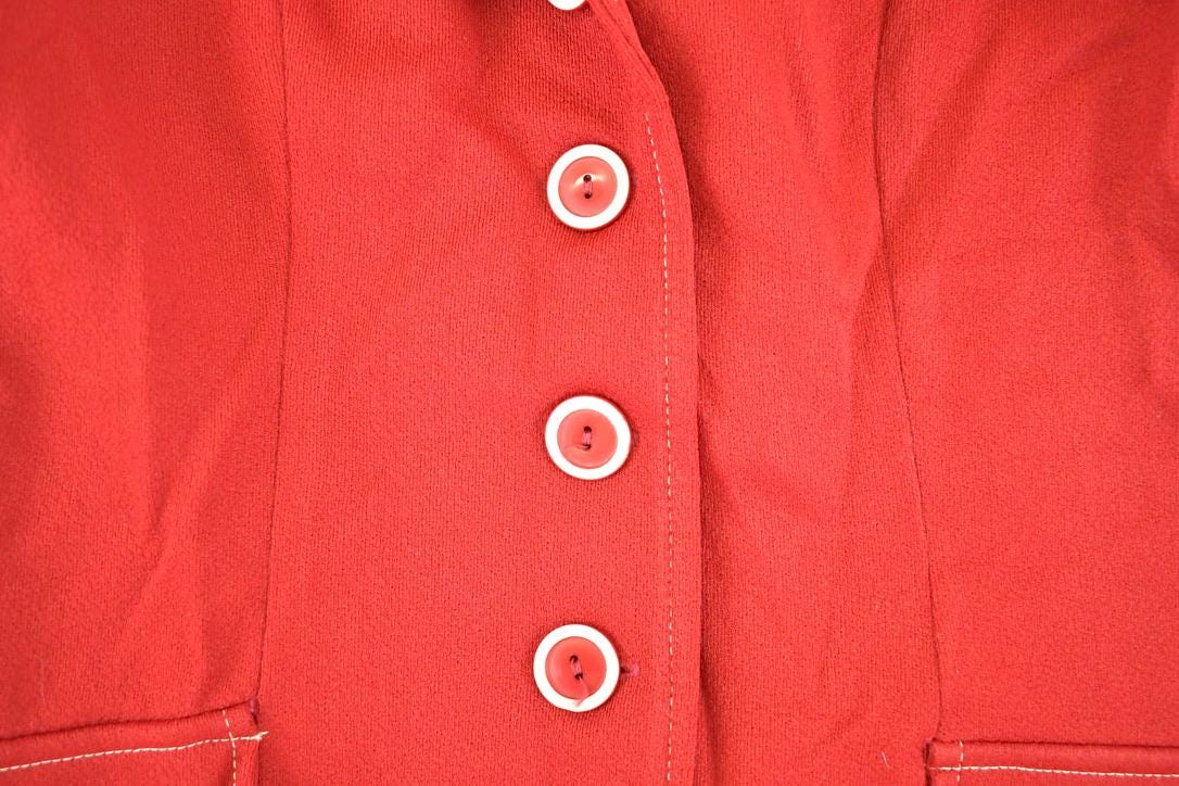 Vintage 1960s Fancy Red Cardigan Shirt Women's S