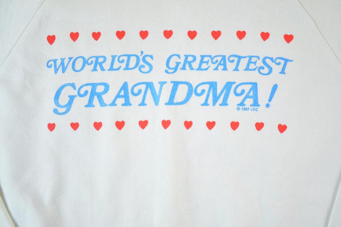 Vintage 1987 Worlds Best Grandma Cute Souvenir Crewneck Sweatshirt Made In USA