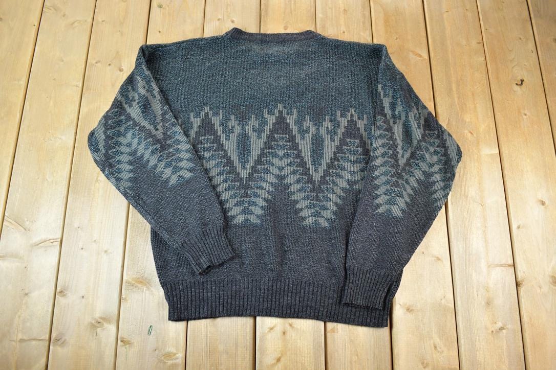 Vintage 1990s De Sonos Knit Abstract Pattern Crewneck Sweater