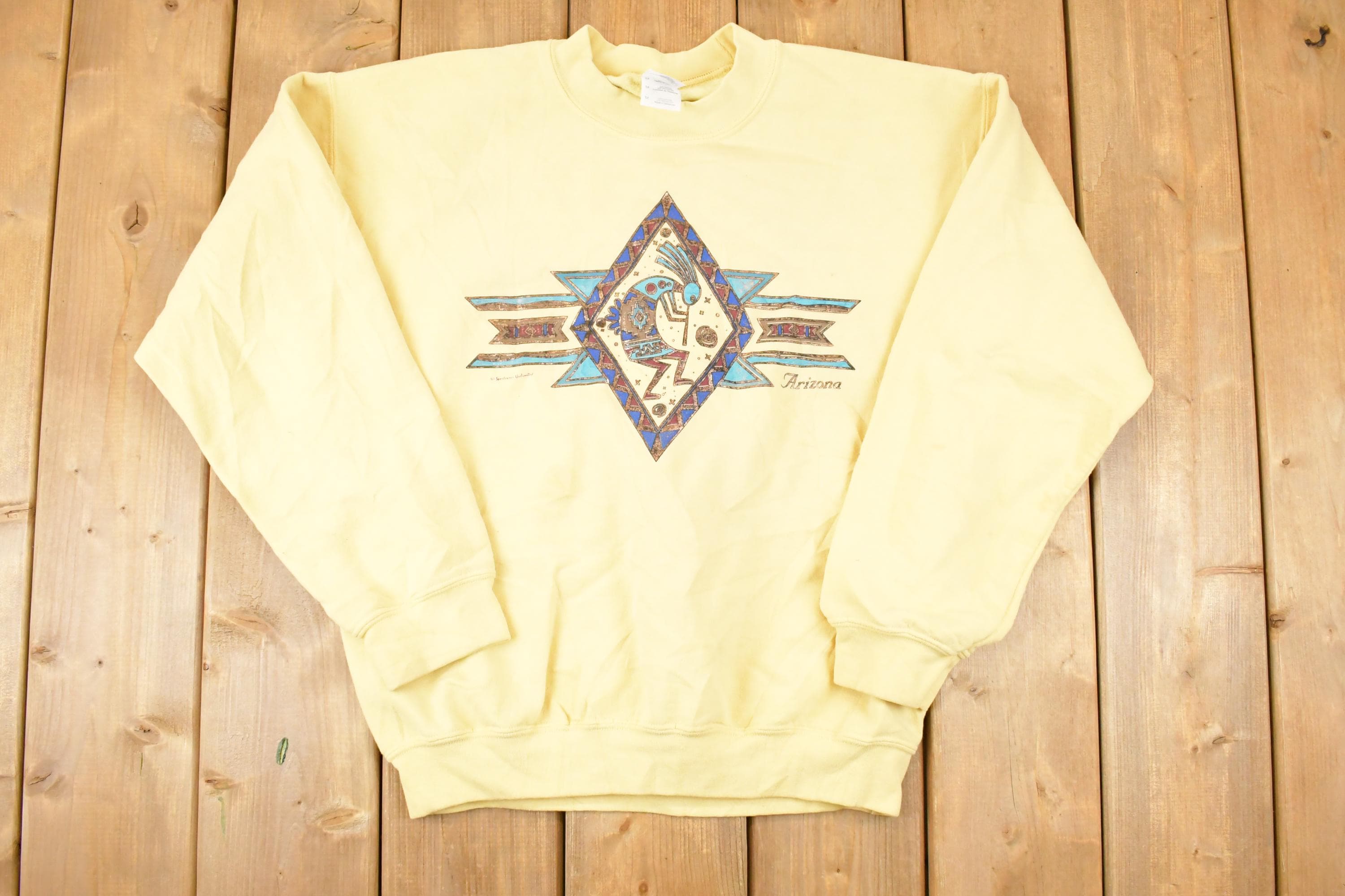 Vintage 1990s Arizona Aztec Graphic Print Crewneck Sweatshirt Men's M