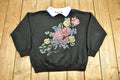 Vintage 1990s Floral Graphic Cute Collared Crewneck Sweater