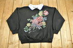 Vintage 1990s Floral Graphic Cute Collared Crewneck Sweater