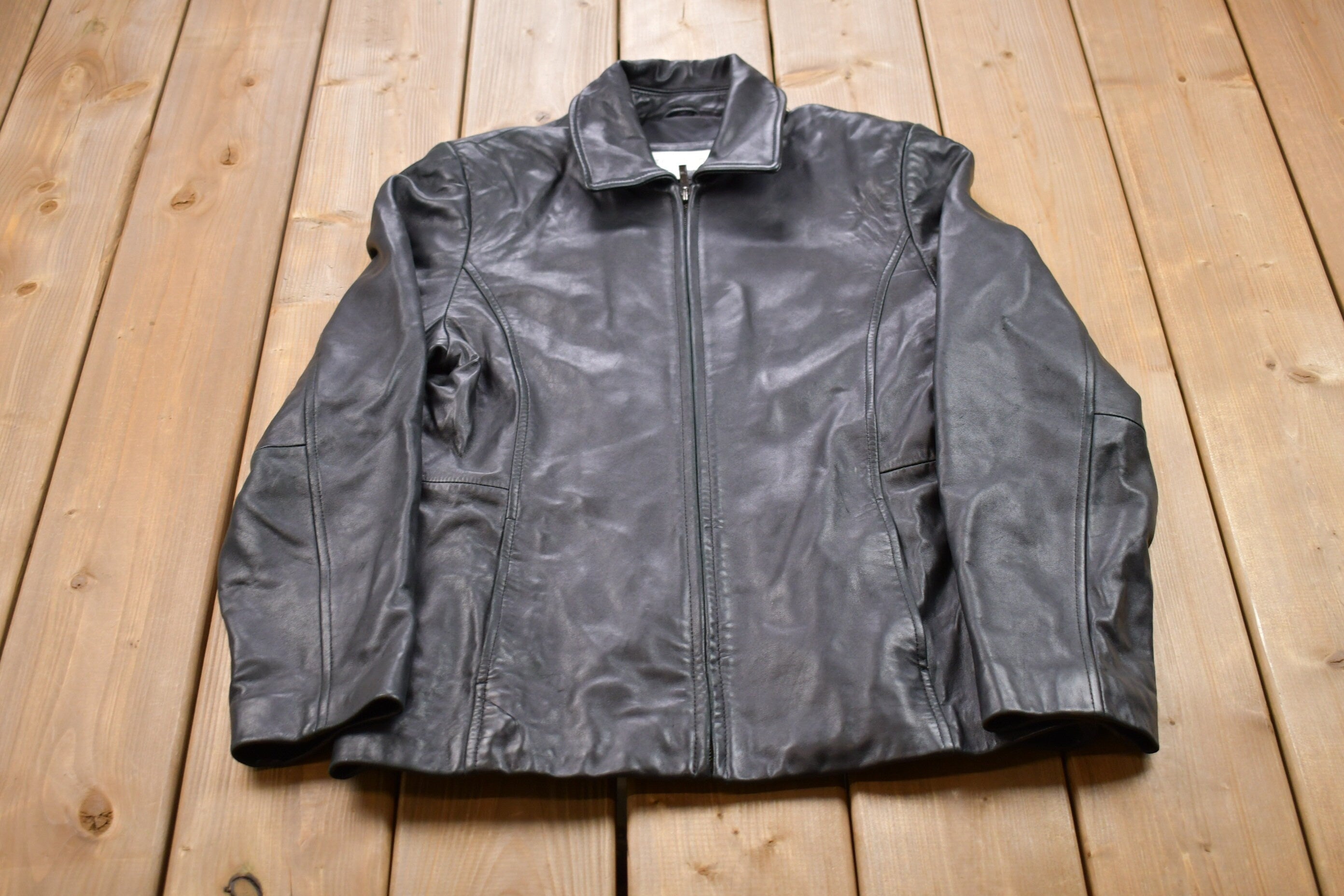 Vintage 1990s Liz Claiborne Leather Varsity Jacket