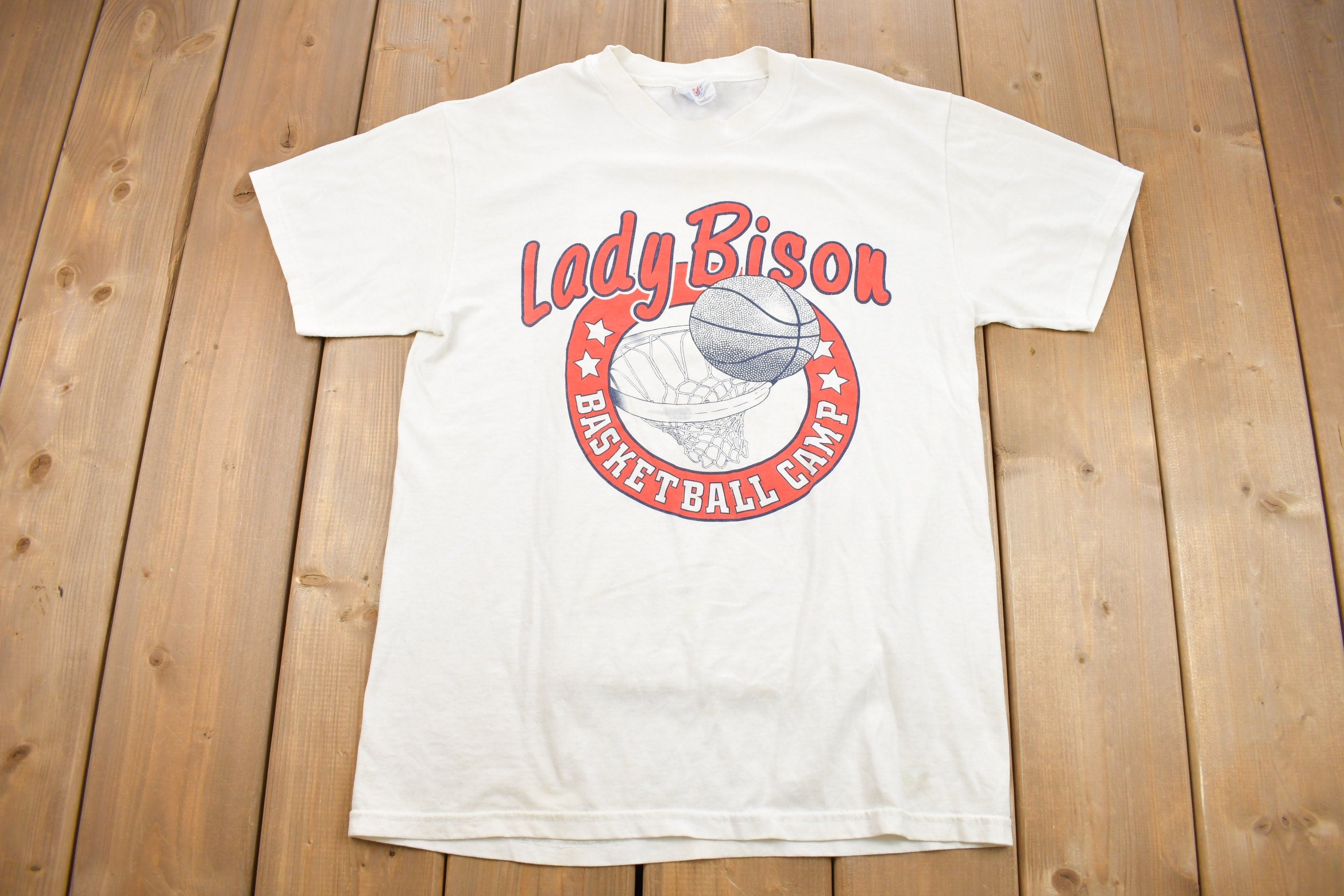 Vintage 1990s Lady Bison Basketball Camp T-Shirt