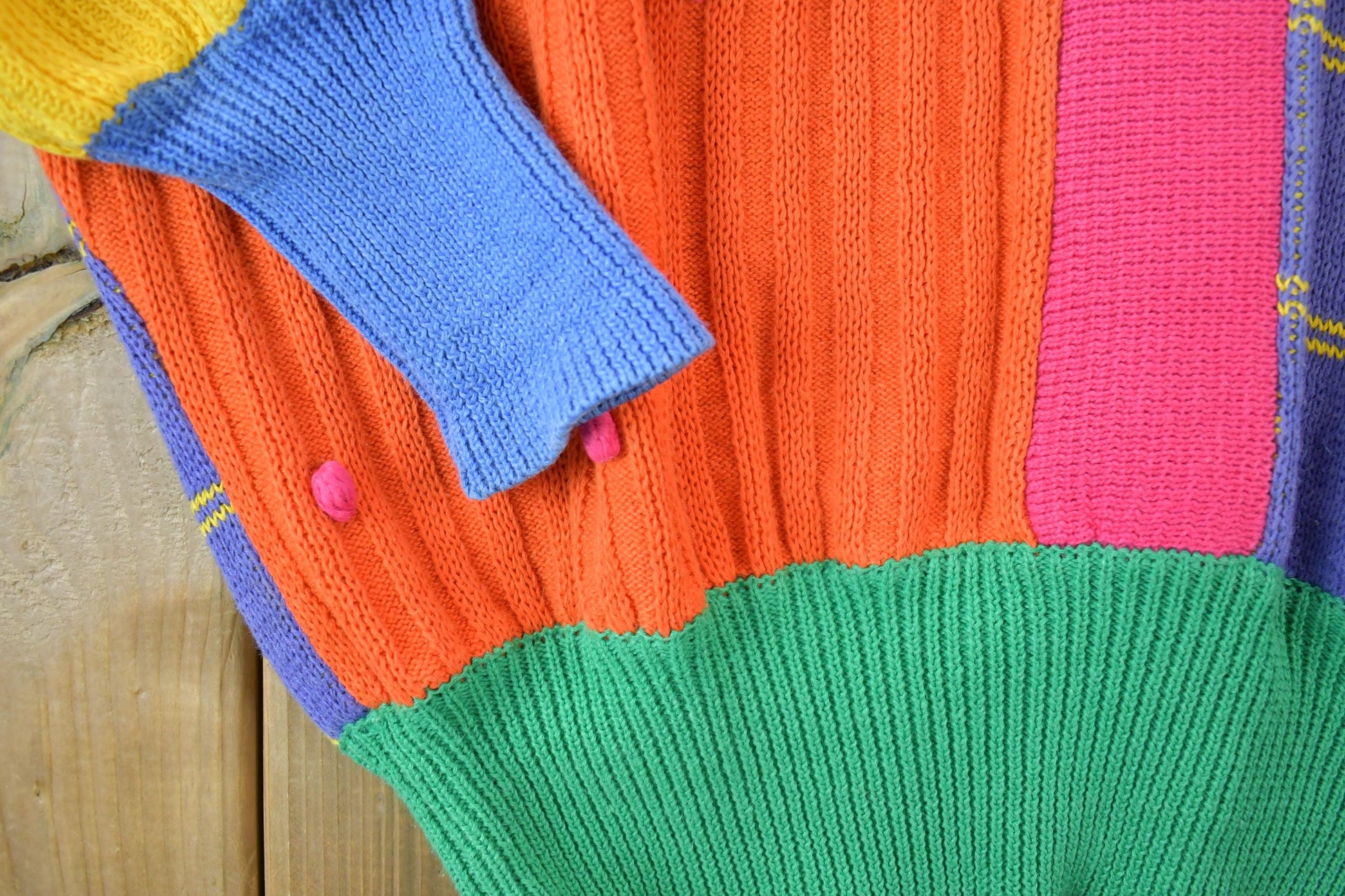Vintage 1990s Bonnie Boerer PRET Knit Crewneck Colour Block Sweater