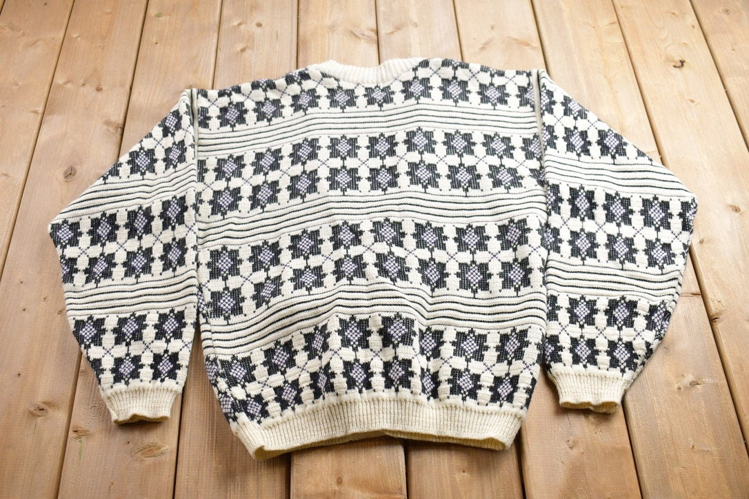 Vintage 1990s Xstatx Knitted Patterned Cardigan Sweater