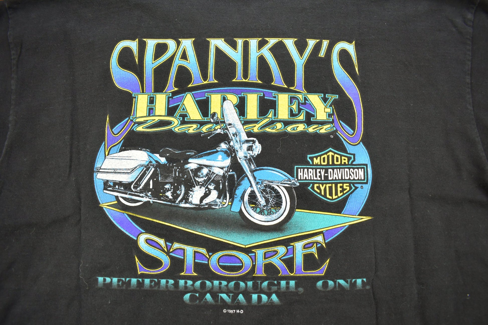 Vintage 1997 Harley Davidson Spanky's Harley Store Peterborough Canada T-Shirt