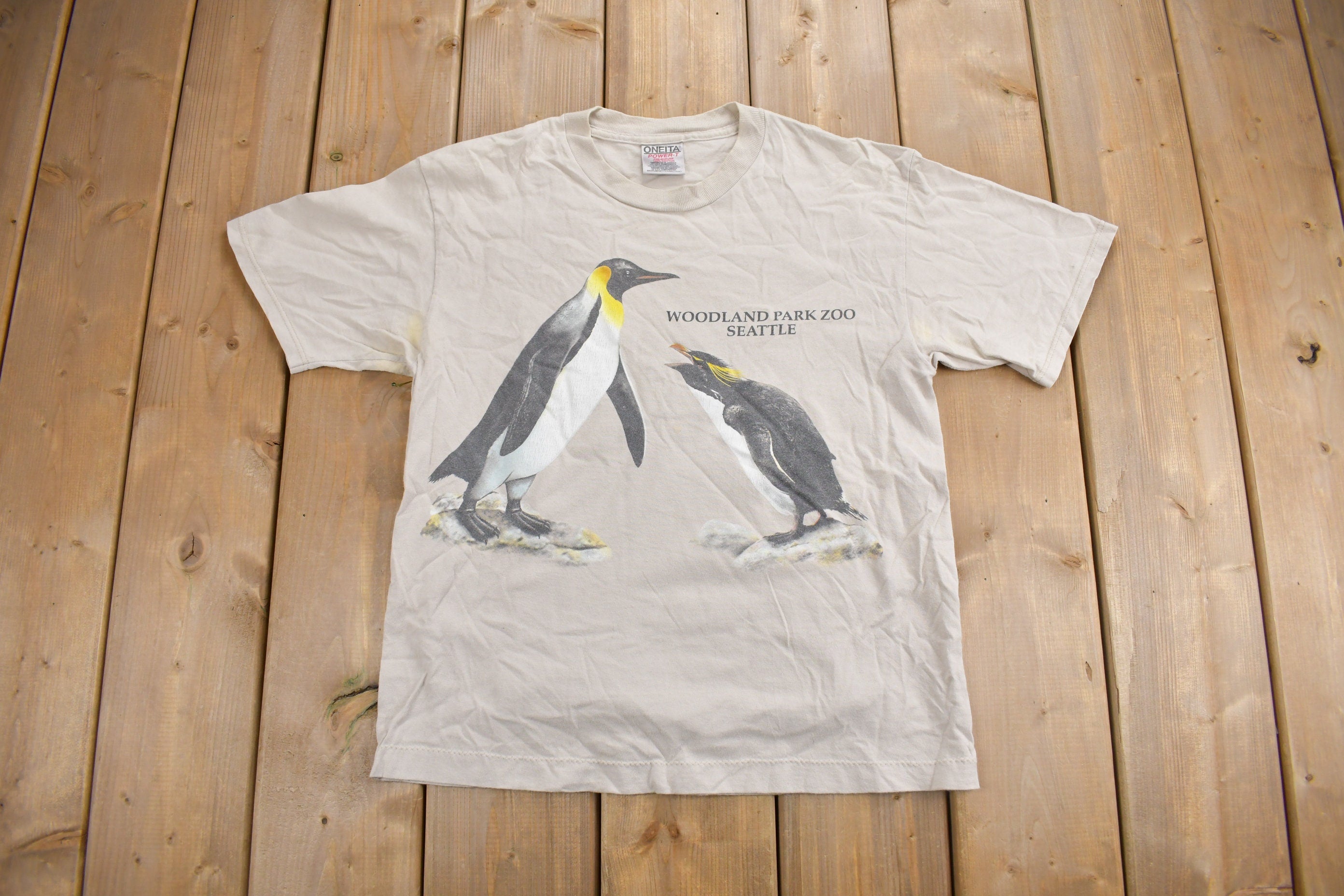 Vintage 1990s Woodland Park Zoo Seattle Penguins Graphic T-Shirt