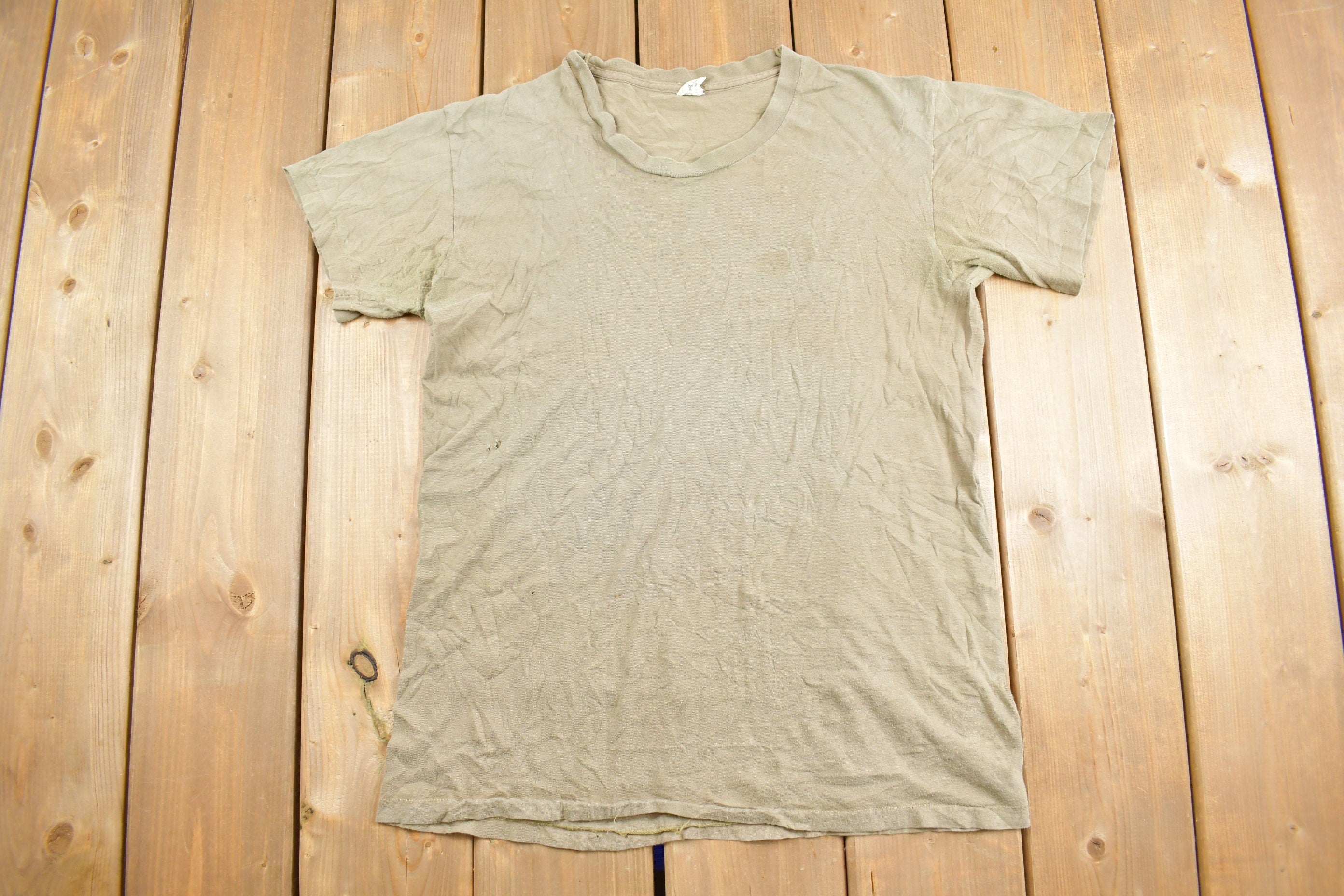 Vintage 1980s Blank Beige T Shirt