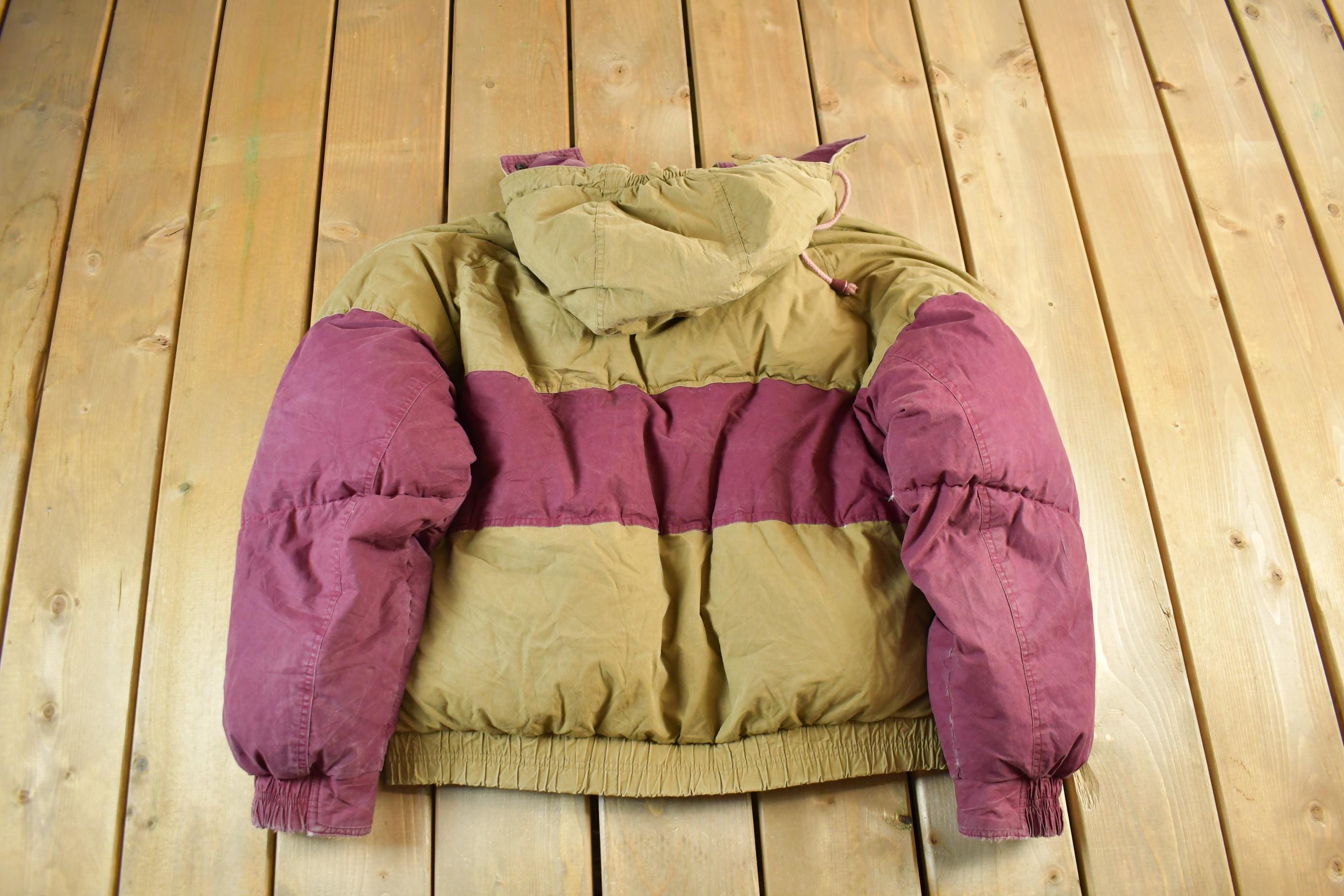 Vintage 1990s Trail Designs Reversible Down Puffer Jacket Men's Short Large  90s Coat  Outdoor  Winter  Insulated