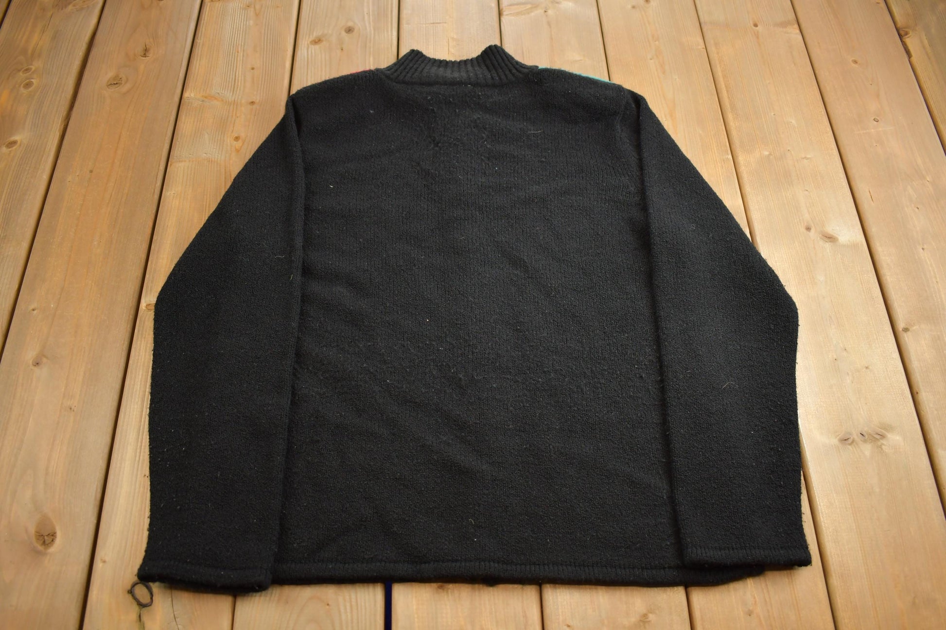 Vintage 1990s Allison Dalley Colour Block Knit Zip Up Sweater