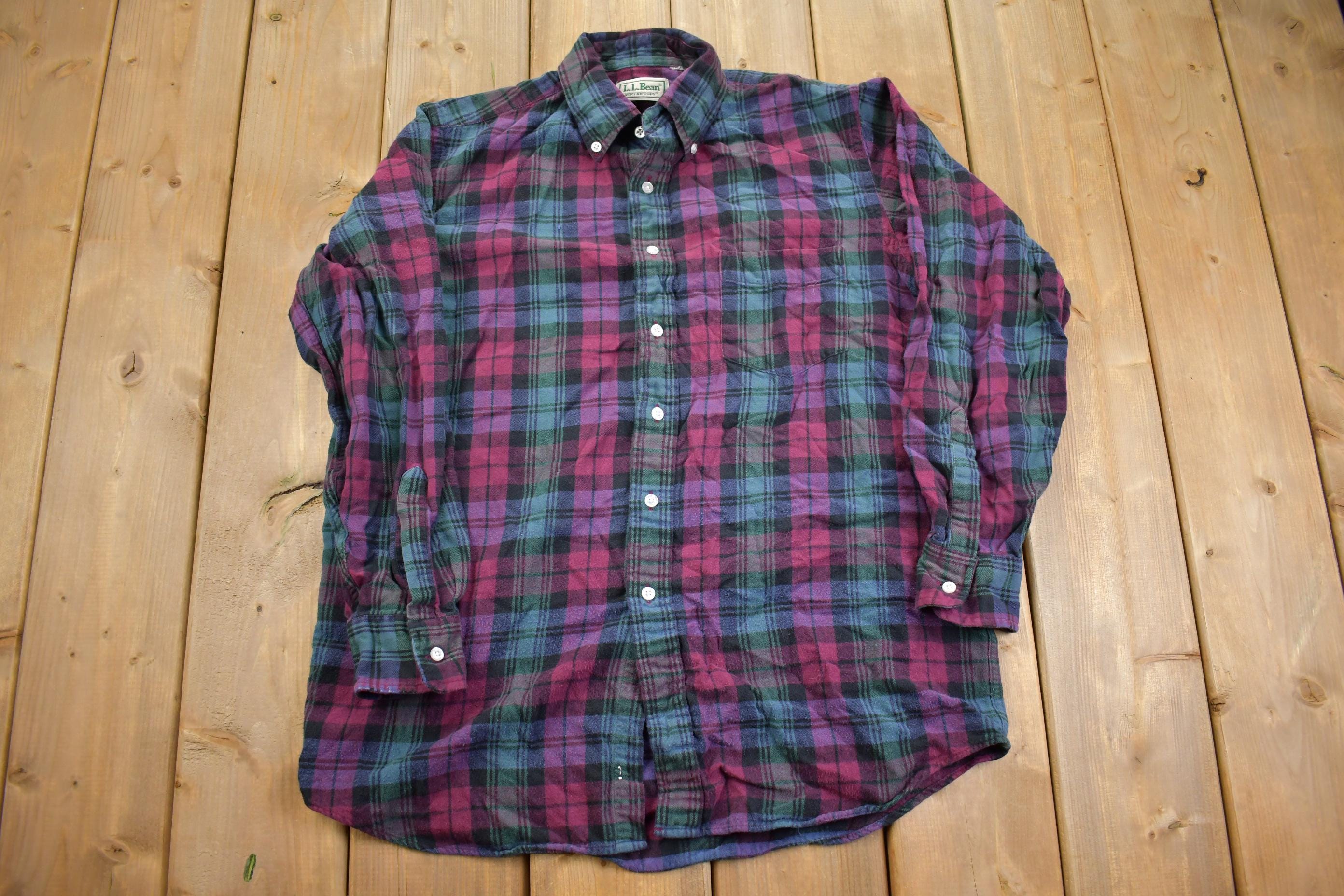 Vintage 1990s LL Bean Northwoods Plaid Flannel Button Up Shirt - Medium