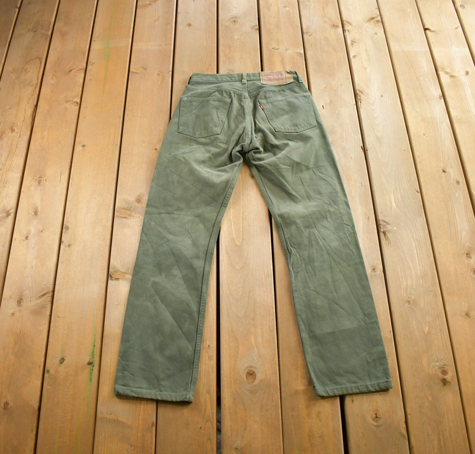 Vintage 1990s Levi's 501 Green Jeans Size 28x32