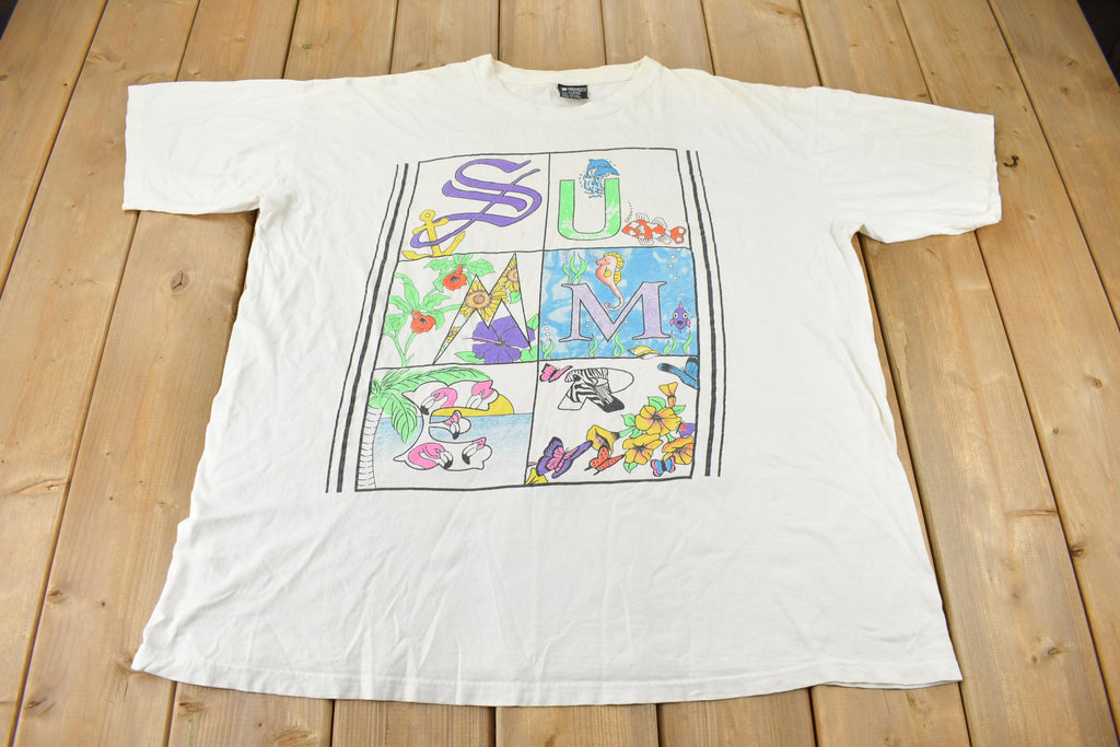 Vintage 1990s Summer Single Stitch Graphic T-Shirt Size 4XL