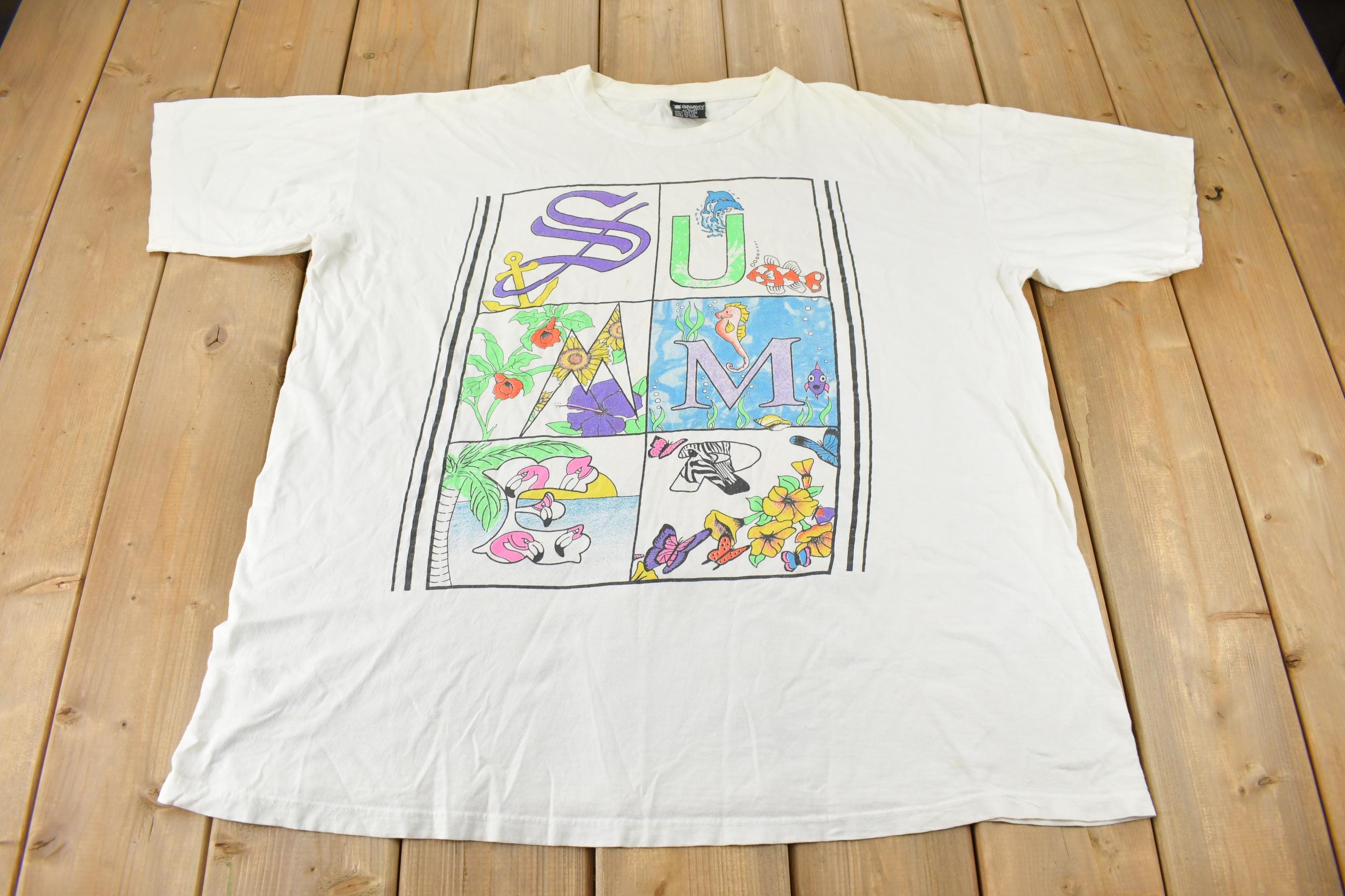 Vintage 1990s Summer Single Stitch Graphic T-Shirt Size 4XL