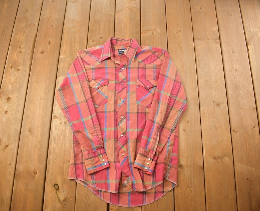 Vintage 1990s Wrangler Plaid Flannel Button Up Shirt