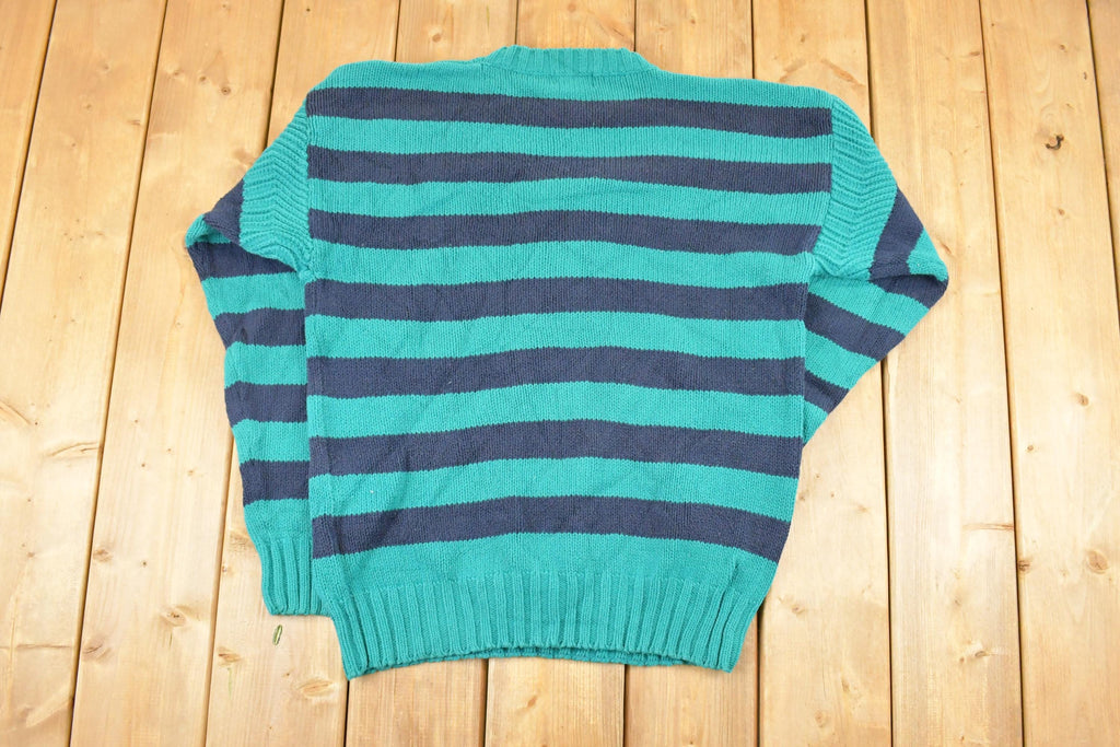 Vintage 1990s Izod Lacoste Striped Knit Crewneck Sweater Men's L