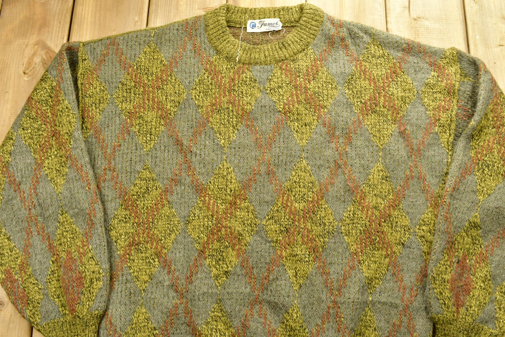 Vintage 1960s Italian Made Argyle Knit Famos Sweater
