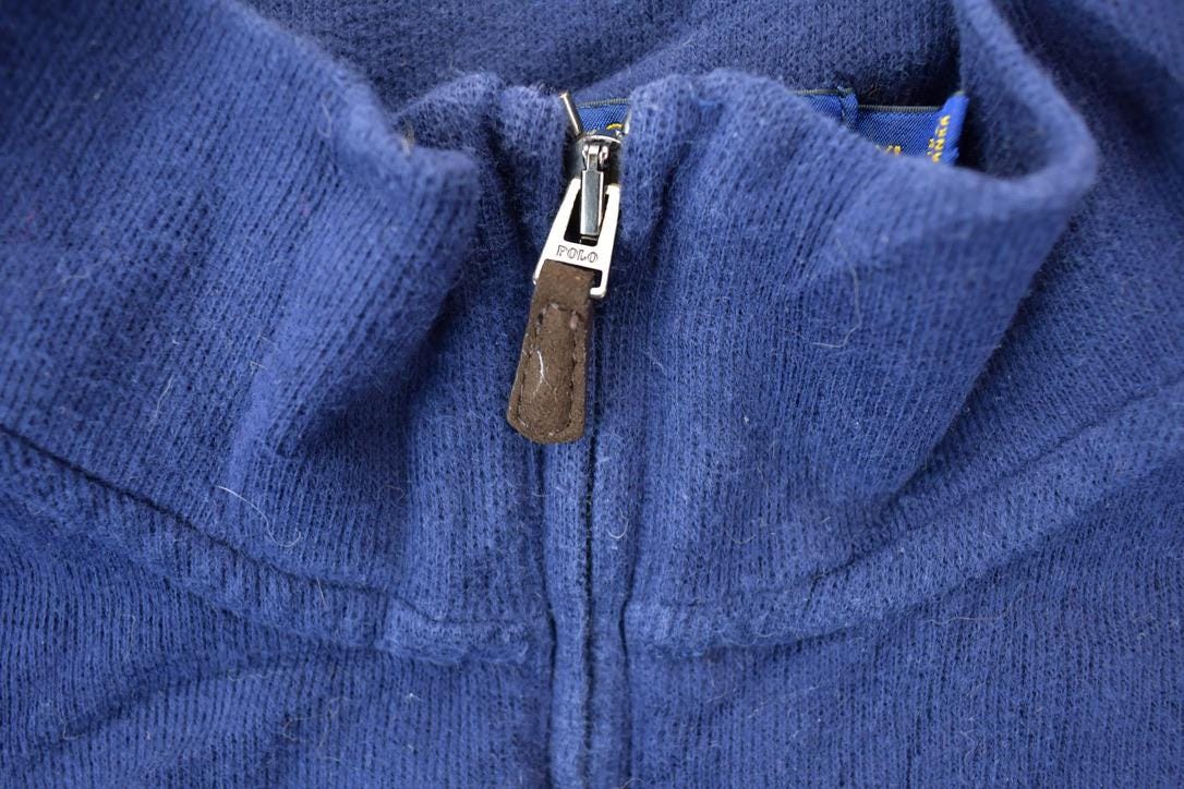 Vintage 1990s Polo Ralph Lauren Knit Quarter Zip Mock Neck Sweater