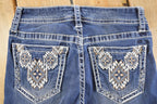 Vintage Deadstock Y2K Grace In LA Bedazzled Bootcut Low Rise Jeans Women's Size 26 x 32