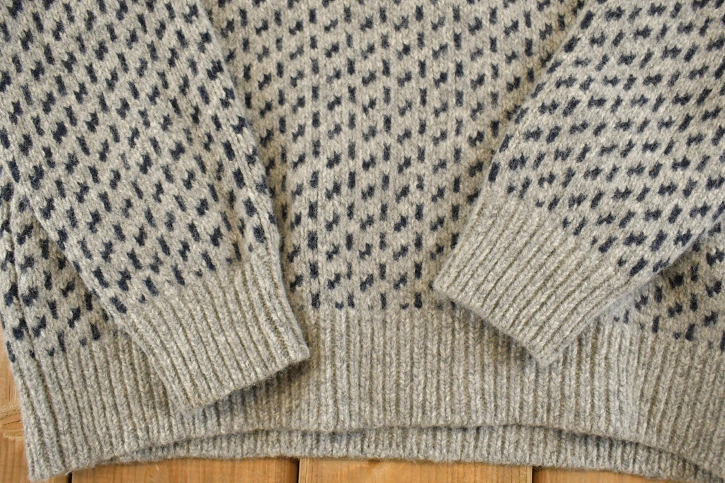 Vintage 1990s LL Bean Heavy Knit Crewneck Sweater Mens M / 90's Abstract Pattern 3D Knitted Sweatshirt