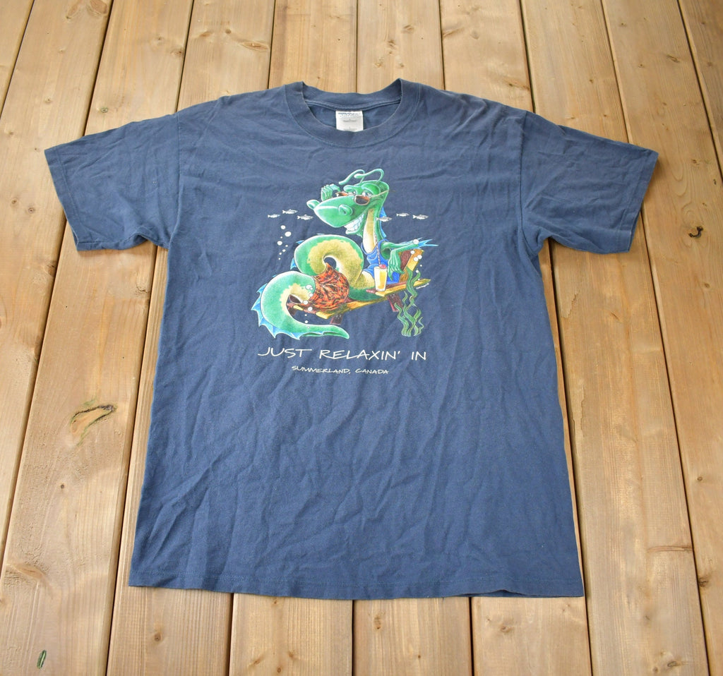 Vintage 1990s Just Relaxin In Souvenir Summerland Canada Travel T Shirt Made In USA