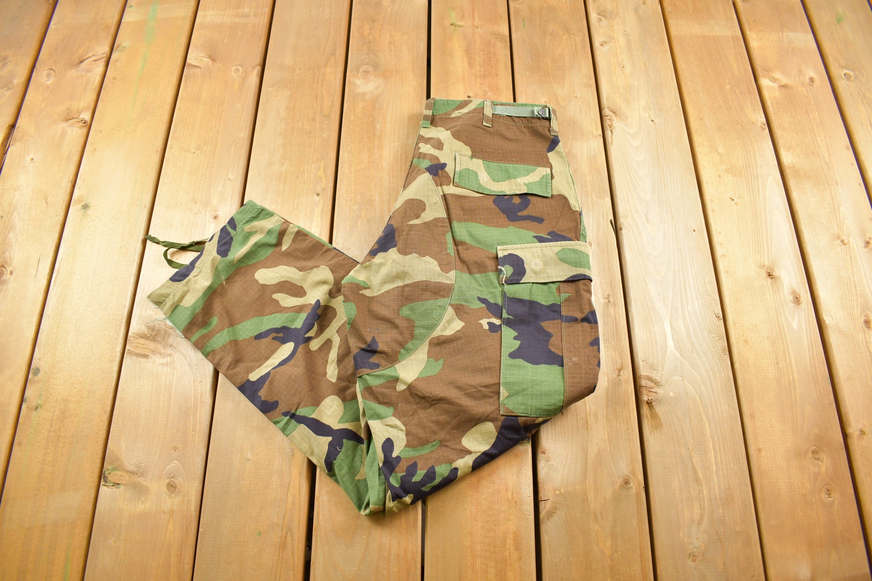 Vintage Army Woodland Camouflage Cargo Pants Size 34 x 30