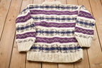 Vintage 1990s Del Mundo All Over Print Knitted Crewneck Sweater