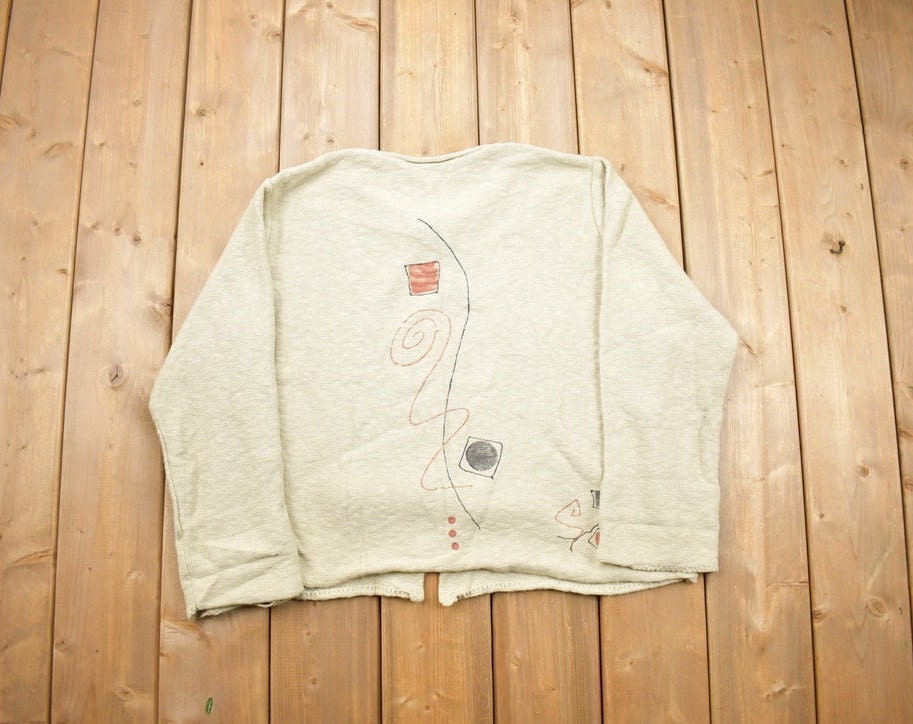 Vintage 1980s Abstract Design Toggle Button Cardigan Sweater
