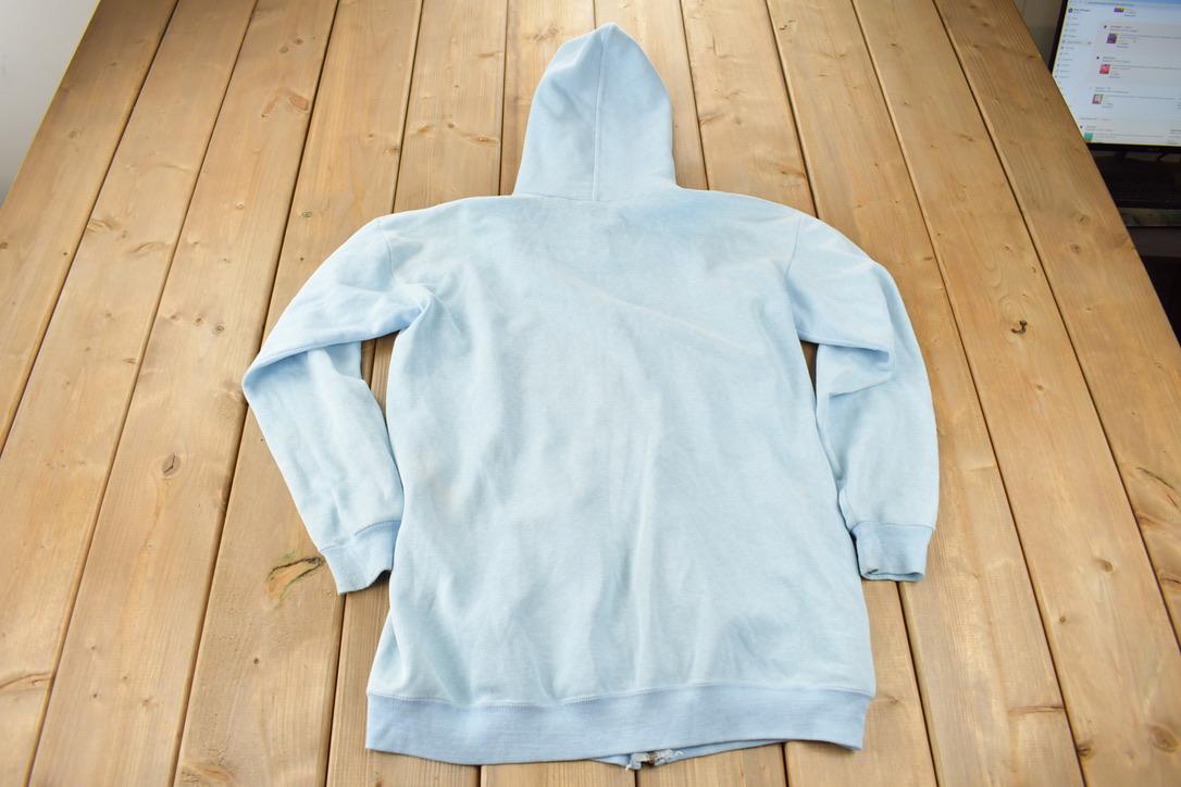 Vintage 1990s Blank Light Blue Zip Up Hoodie