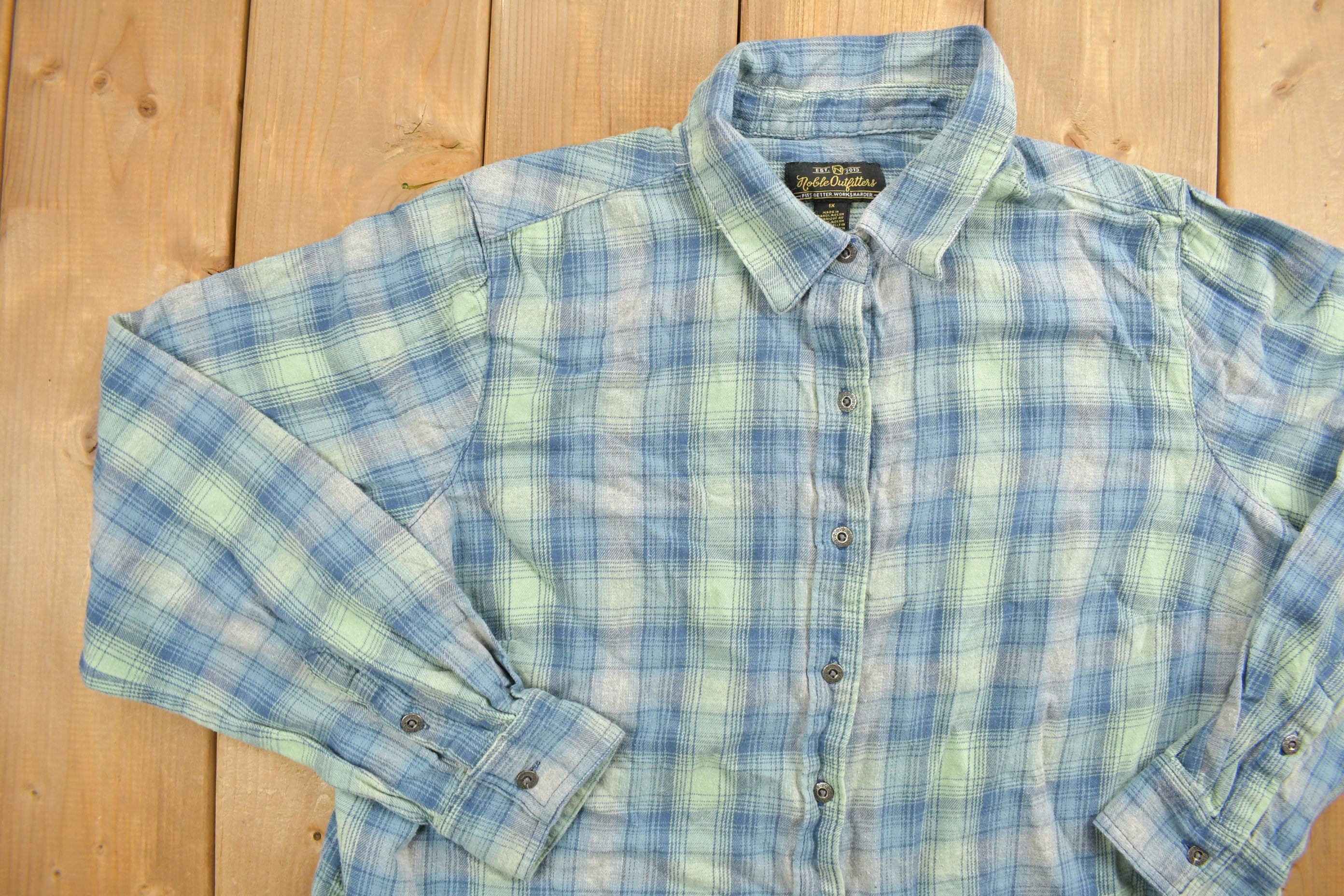 Vintage 1990s Noble Outfitters Plaid Button Up Fleece Sweater