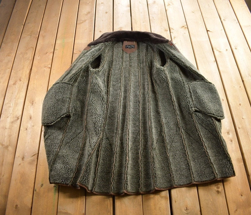 Vintage 1970s Sung Ho Women's Full Length Leather Fur Lined Trench Coat Size 52