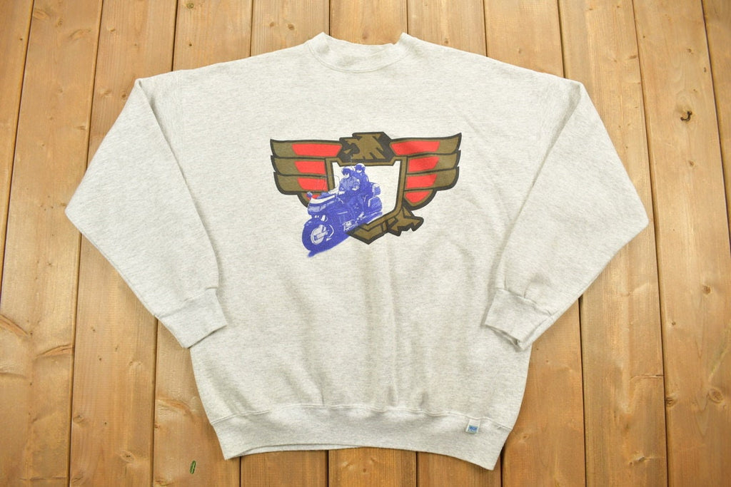 Vintage 1990s Discus Athletic Motorcycle Graphic Crewneck